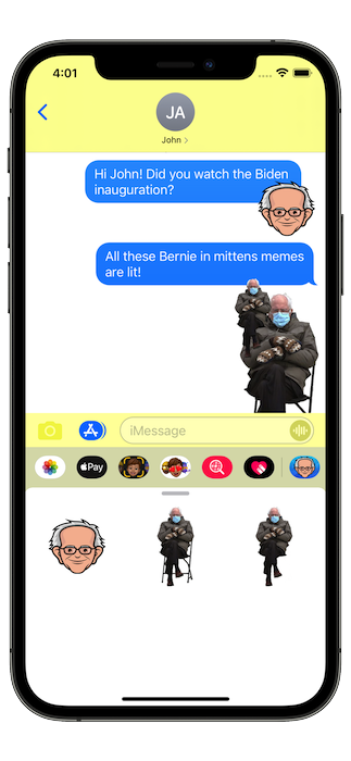 Screenshot of Bernie stickers